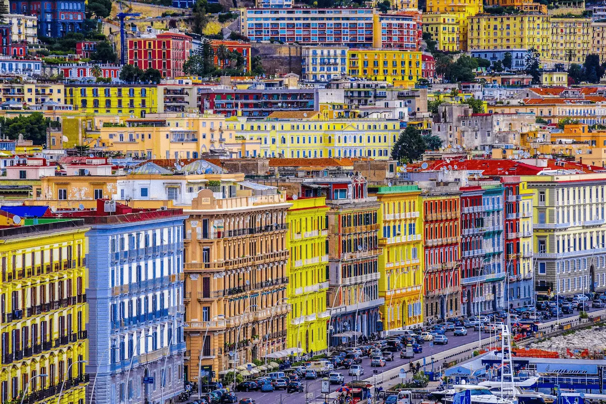 Naples seafront promenade (Lungomare) with Castel dell'Ovo