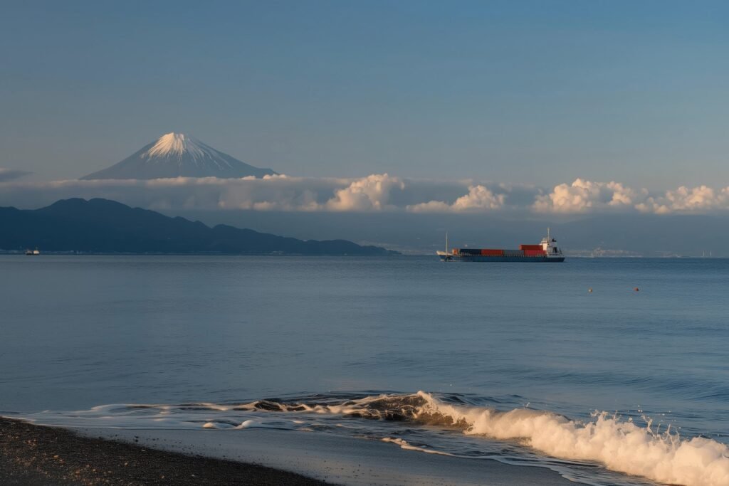 Shimizu Cruise Port Guide view of Mount Fuji from Shizuoka
