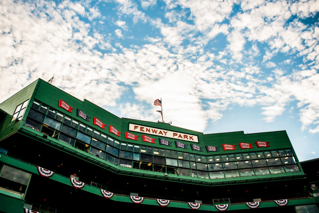 glorious day Fenway park, with american flag in site