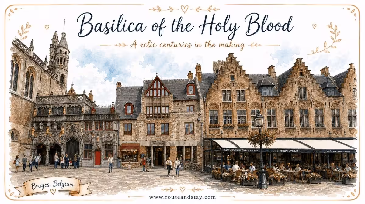 The Basilica of the Holy Blood facade on Burg Square, Bruges, Belgium