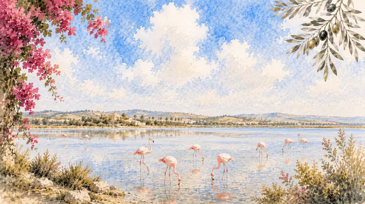 Flamingos at Larnaca Salt Lake