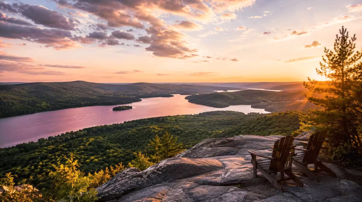 Gatineau Park near Ottawa, forest and lake scenery