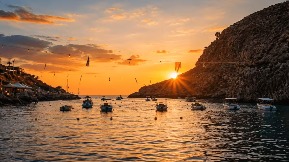 Xlendi Bay at sunset in Gozo