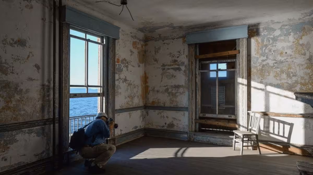 Abandoned hospital ward on Ellis Island's south side, seen on the Hard Hat Tour