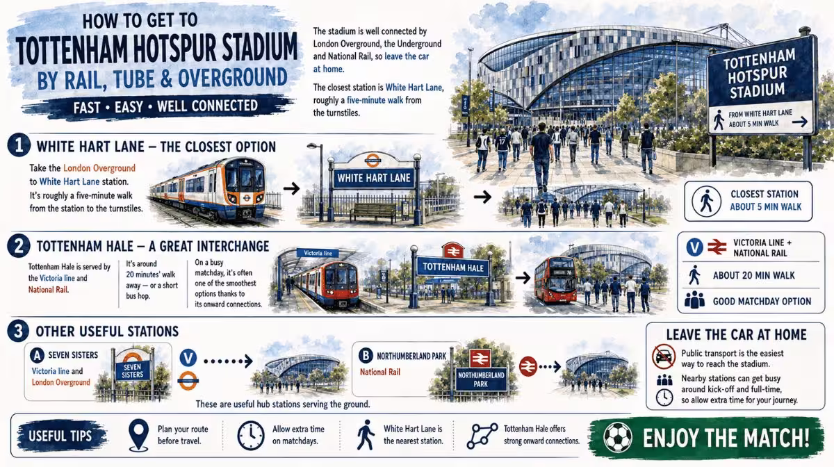 How to get to the Tottenham Hotspur Stadium from central London by Overground, Underground and rail
