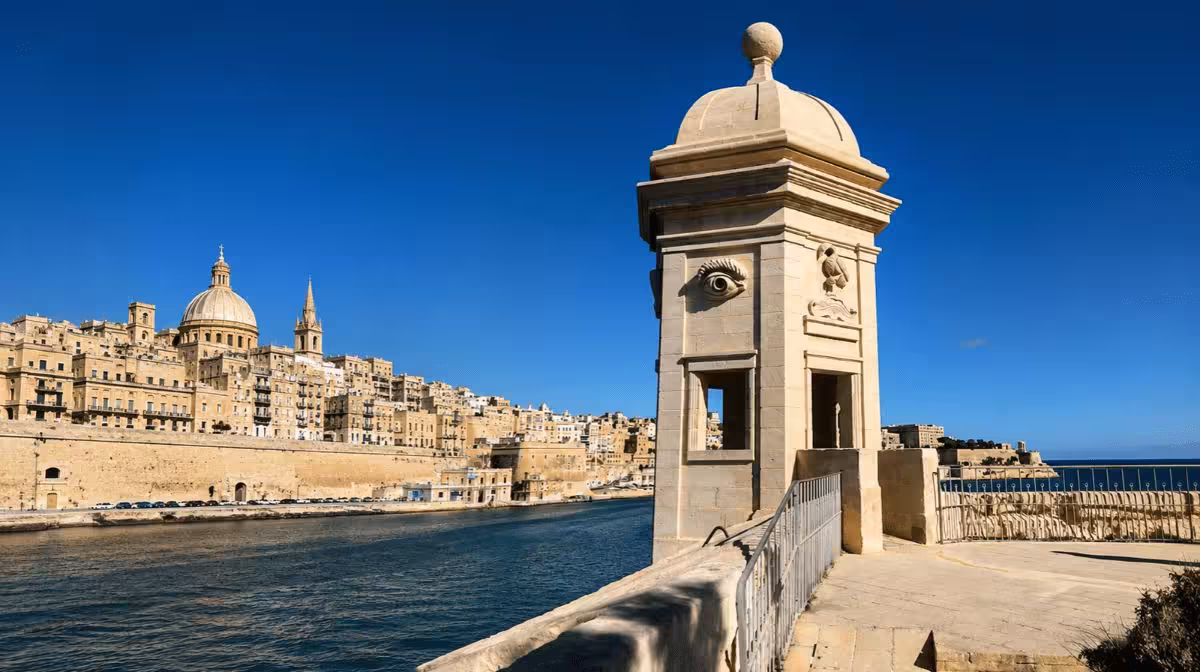 Gardjola Gardens watchtower in Senglea, Malta
