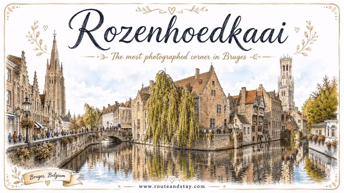 Rozenhoedkaai, the most photographed canal corner in Bruges, Belgium