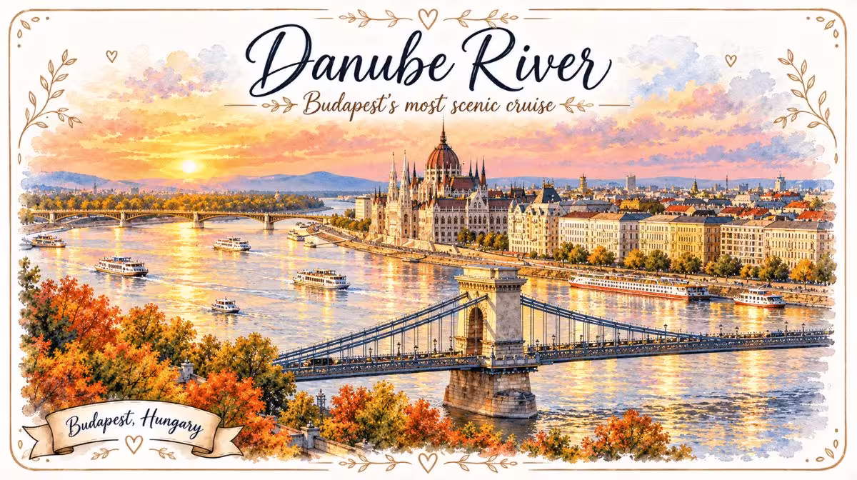 Danube River in Budapest with Chain Bridge and Parliament