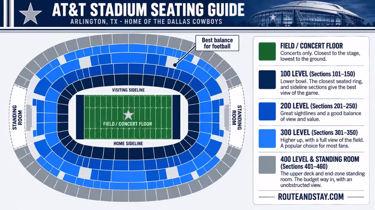 AT&T Stadium Arlington seating chart and section guide