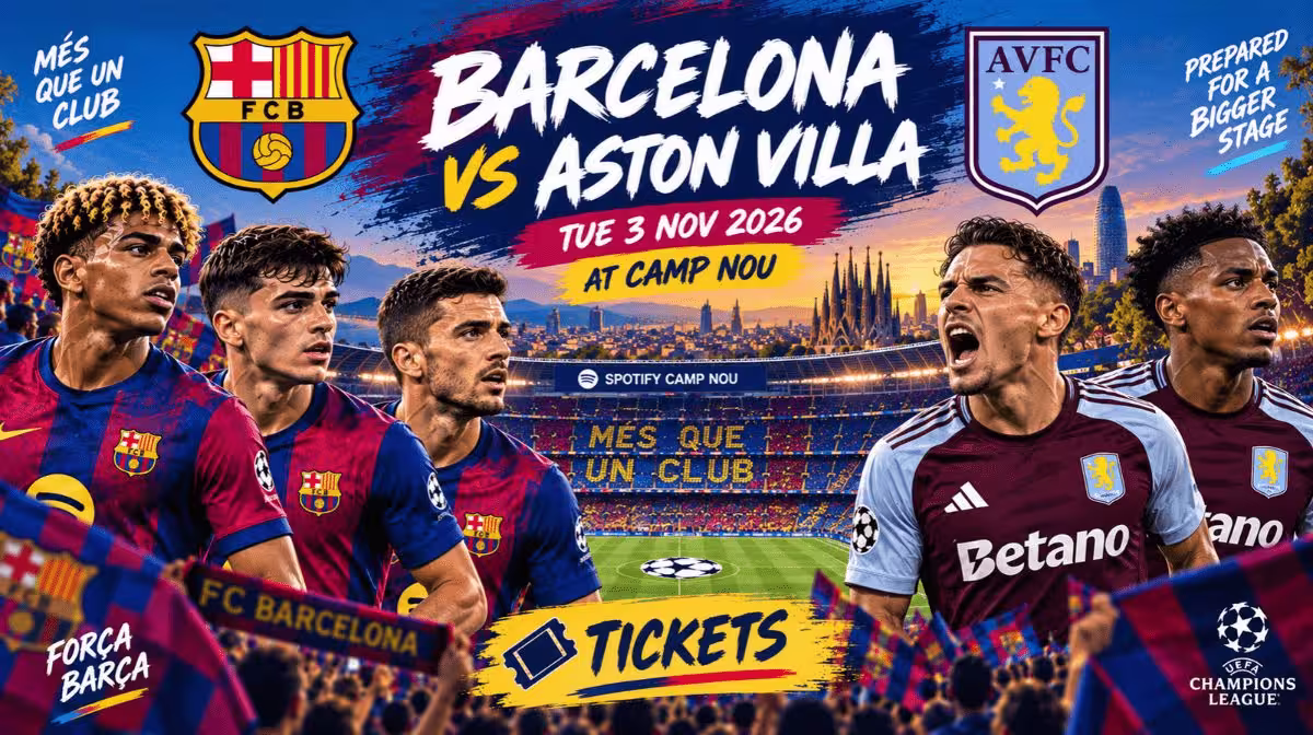 Barcelona vs Aston Villa Champions League tickets at Spotify Camp Nou