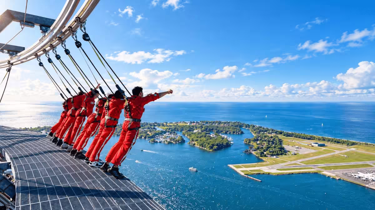EdgeWalk participants on the ledge of the CN Tower