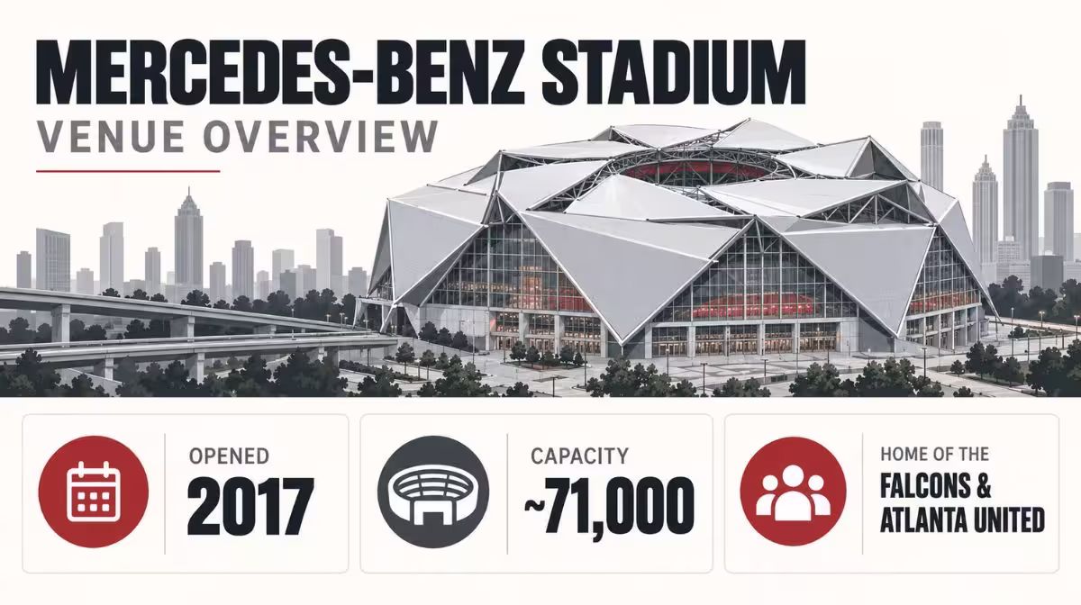 Mercedes-Benz Stadium Atlanta venue overview infographic