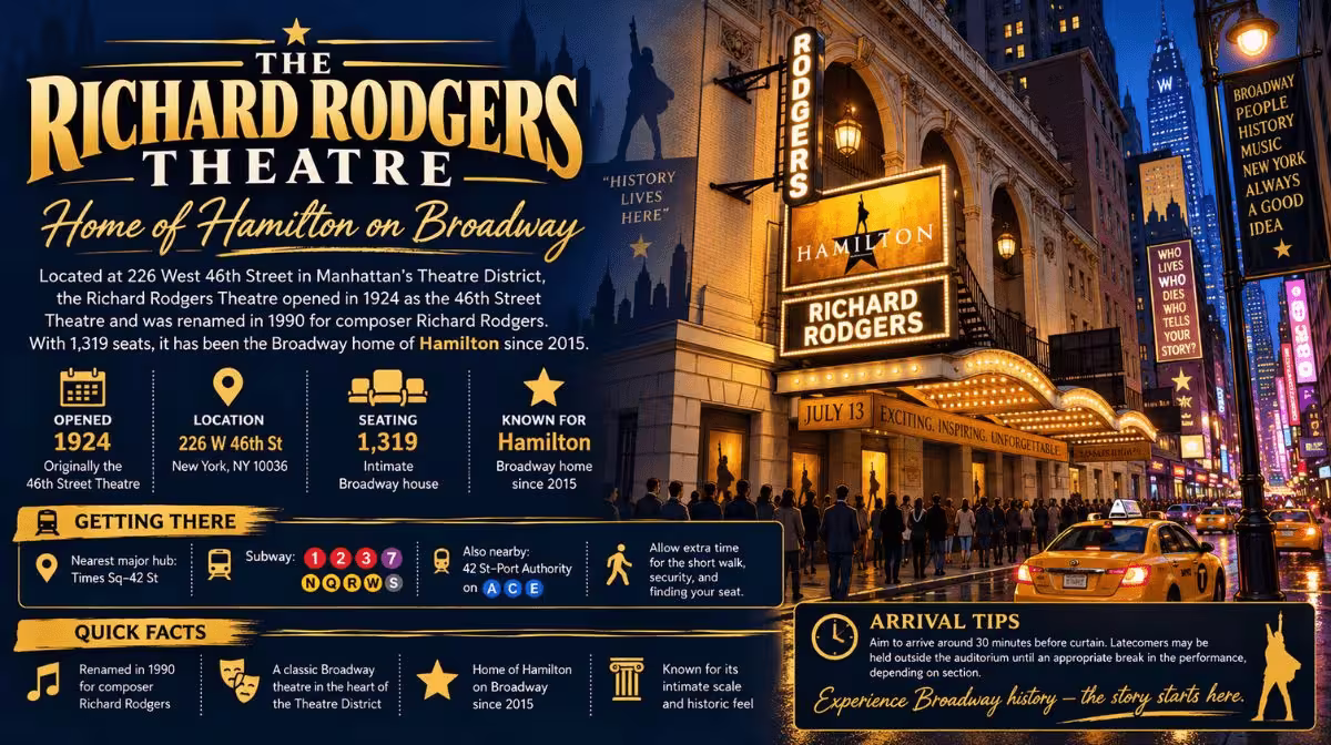 Richard Rodgers Theatre facts and visitor information for Hamilton on Broadway
