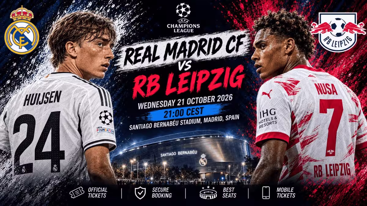Real Madrid vs RB Leipzig Champions League tickets at the Santiago Bernabéu