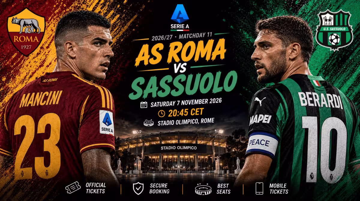 AS Roma vs Sassuolo Serie A tickets at the Stadio Olimpico