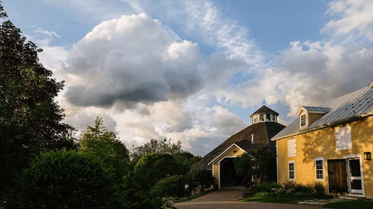 The historic round barn at Inn at Round Barn Farm, Waitsfield, Vermont