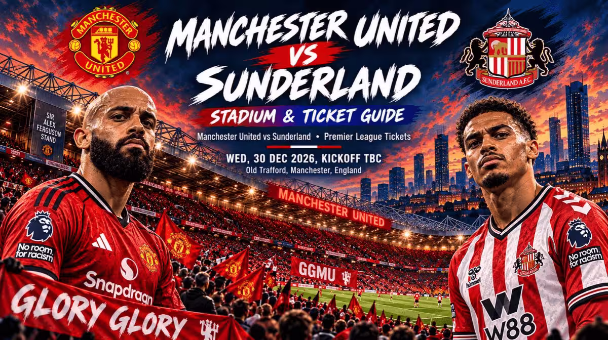 Manchester United vs Sunderland Premier League tickets at Old Trafford