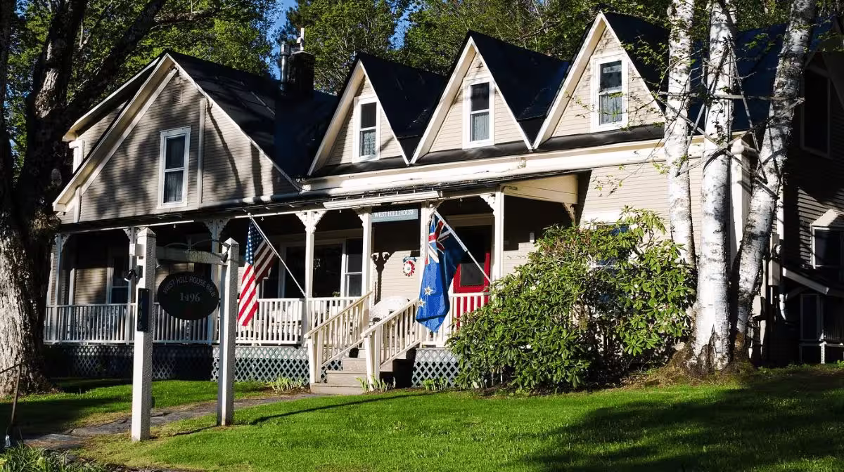West Hill House B&B garden and farmhouse exterior in Warren, Vermont