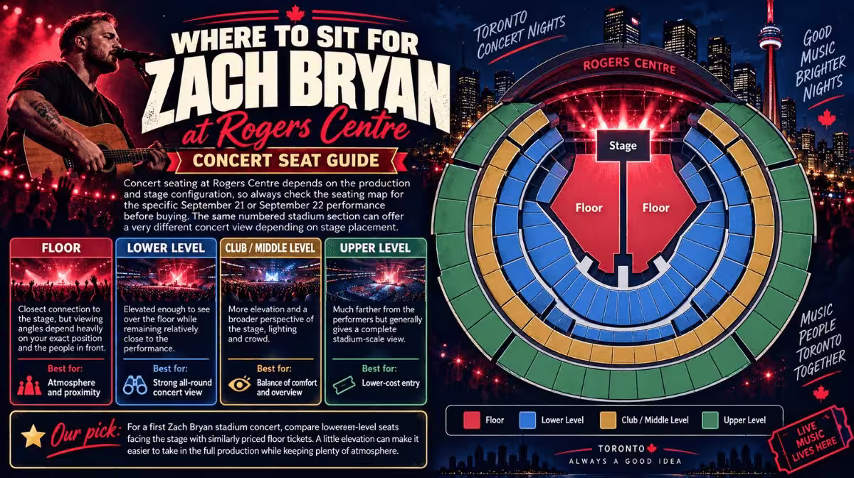 Where to sit for Zach Bryan at Rogers Centre seat map
