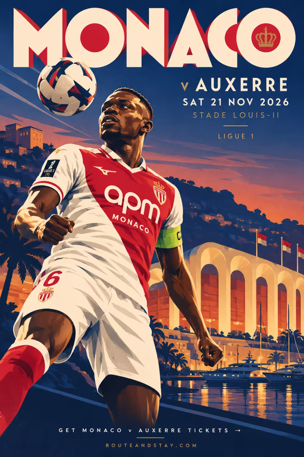 Monaco v Auxerre poster — Ligue 1 at the Stade Louis II on 21 November 2026