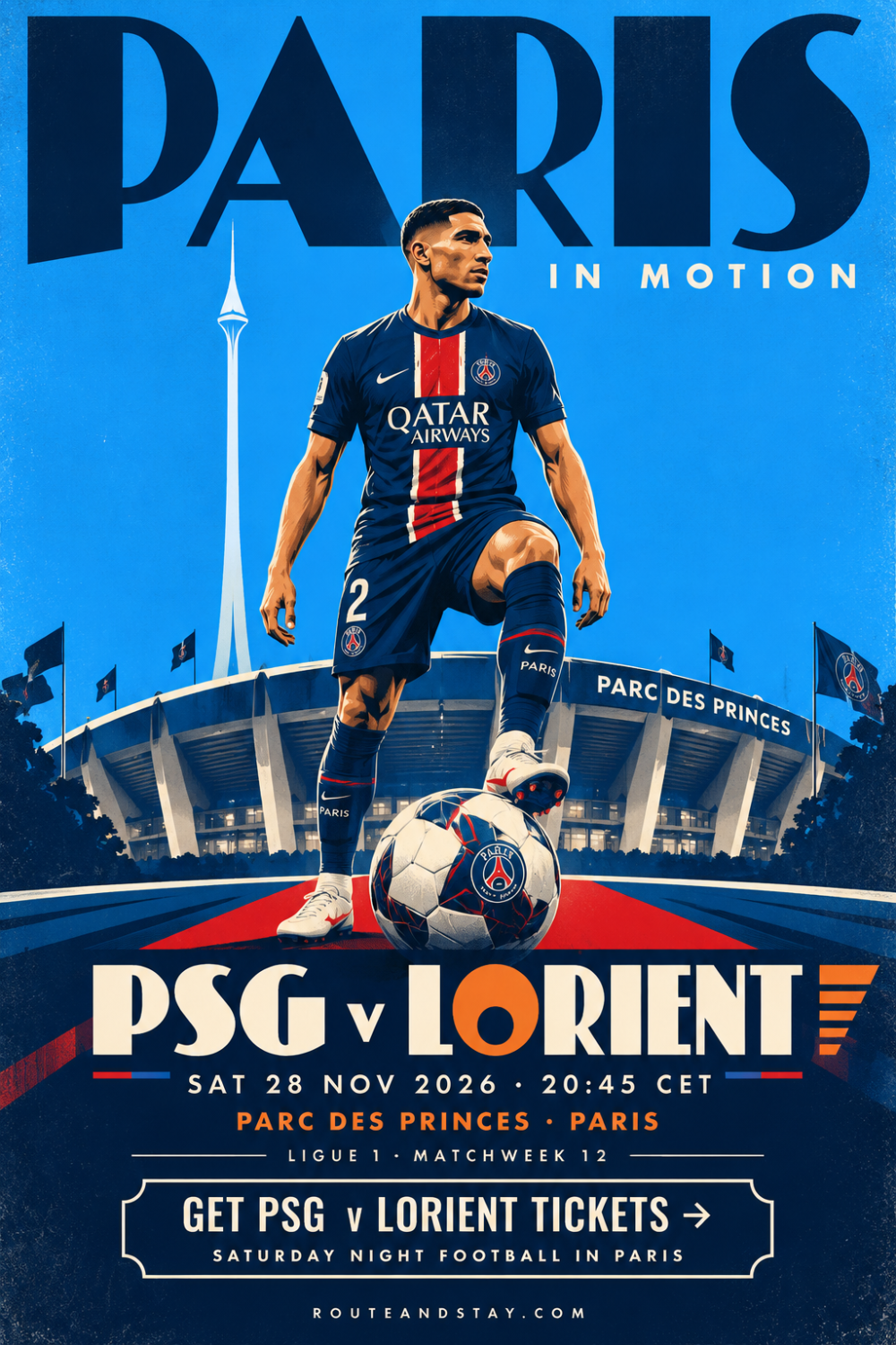 PSG v Lorient poster — Ligue 1 at the Parc des Princes on 28 November 2026