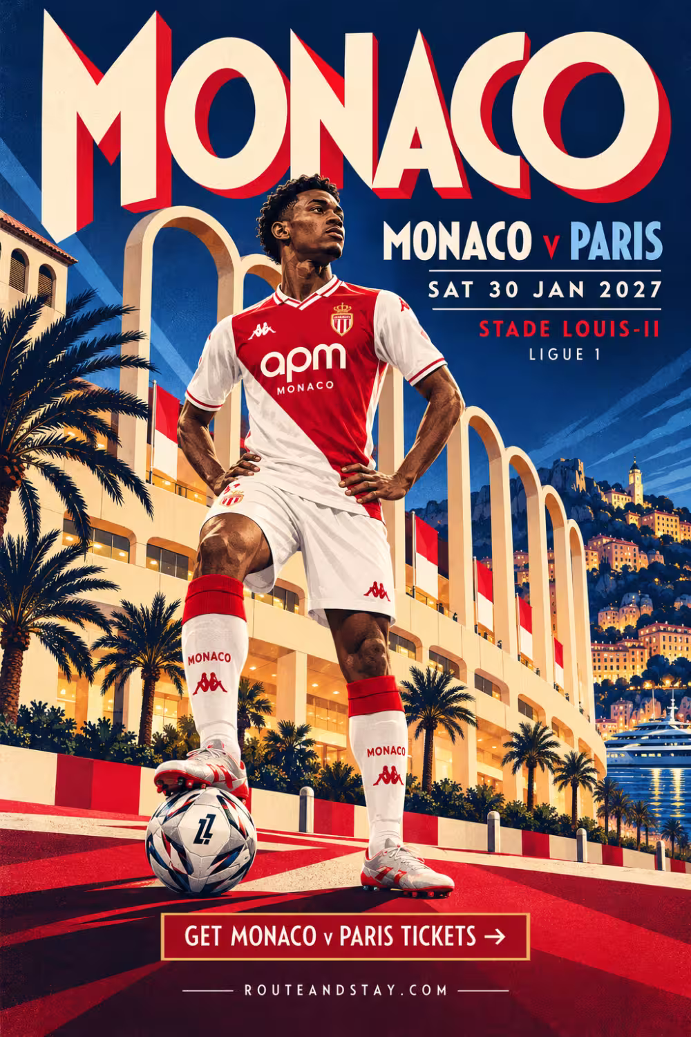 Monaco v Paris Saint-Germain poster — Ligue 1 at the Stade Louis II on 30 January 2027