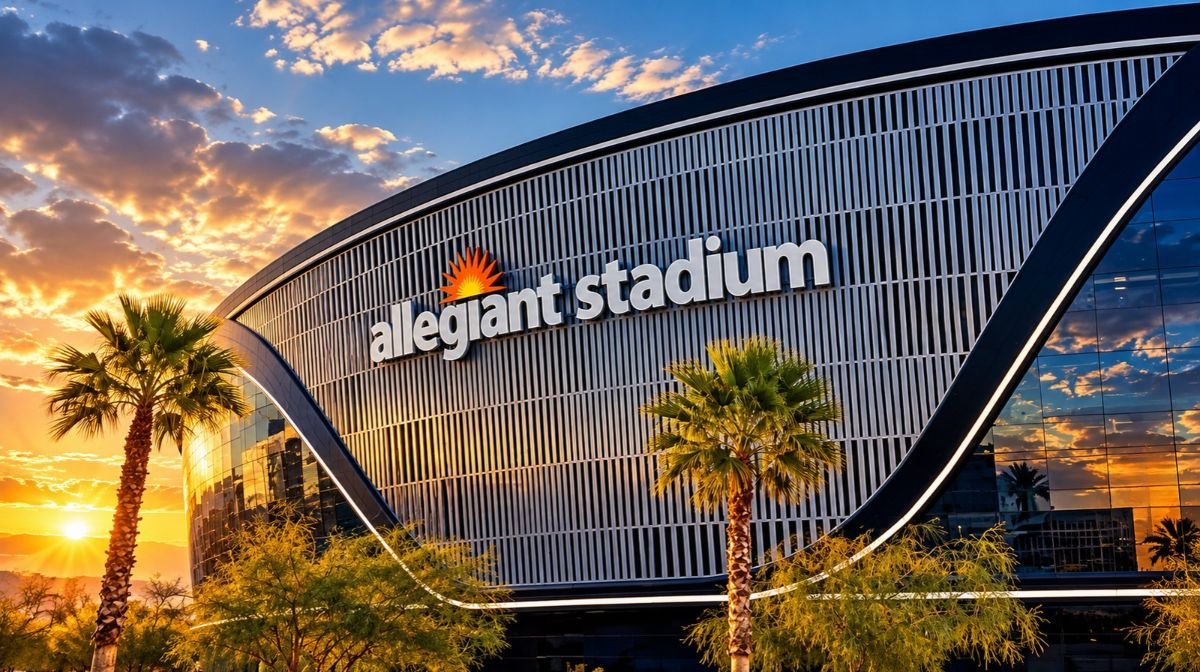 Allegiant Stadium exterior in Las Vegas, home of the Luke Bryan and Jason Aldean Double Down Tour show