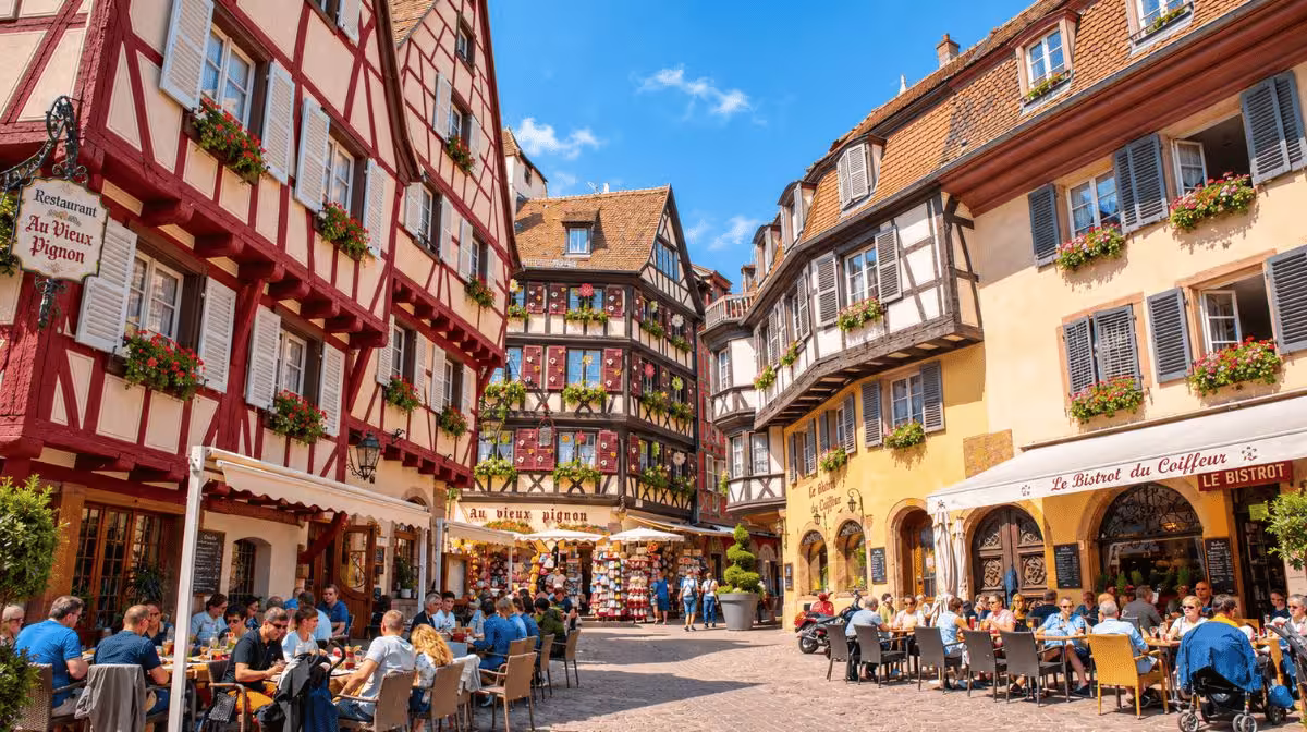 Colmar's Petite Venise canal and half-timbered houses