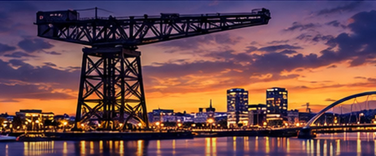 Glasgow and the River Clyde at dusk