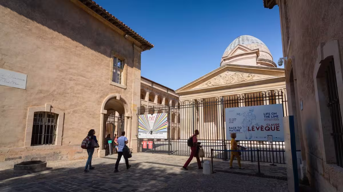 Visitors outside the Vieille Charité, the 17th-century almshouse in Le Panier, the old quarter of Marseille