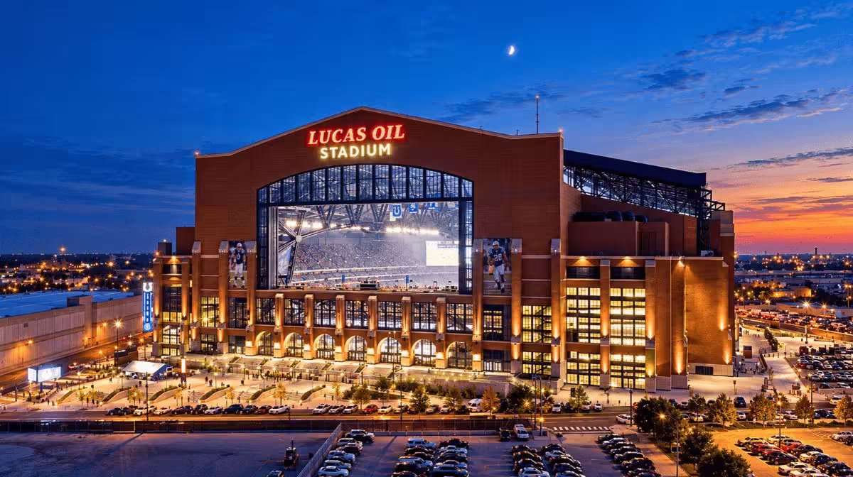 Lucas Oil Stadium in Indianapolis, venue for Zach Bryan on 1 May 2027