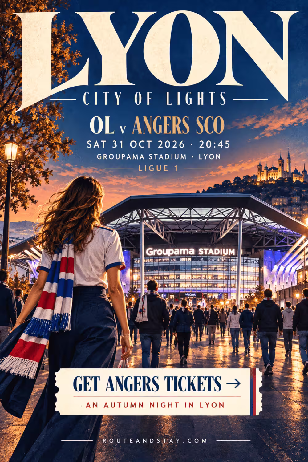 OL v Lille poster — Northern Lights at Groupama, Ligue 1 at Groupama Stadium on 31 January 2027