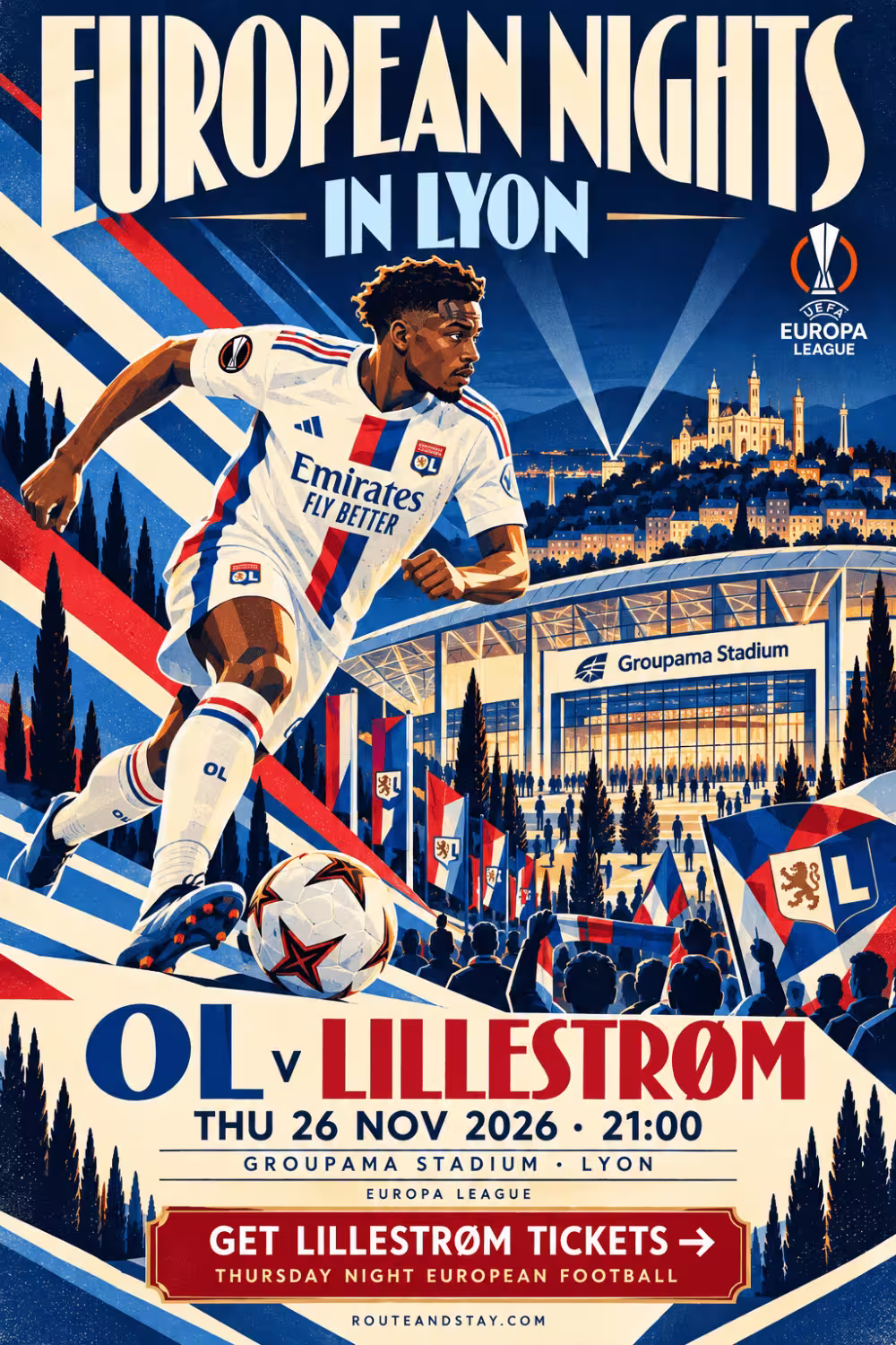 OL v Leverkusen poster — Continental Clash, Europa League at Groupama Stadium on 28 January 2027