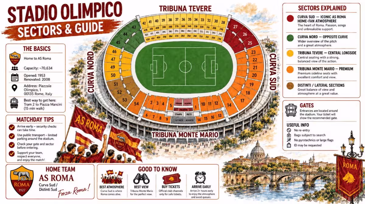 Stadio Olimpico seating map for AS Roma tickets