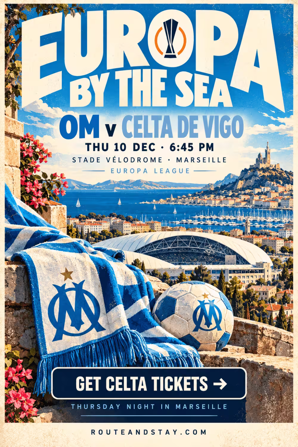 OM v Celta de Vigo poster — Europa by the Sea, Europa League at the Stade Vélodrome on 10 December 2026