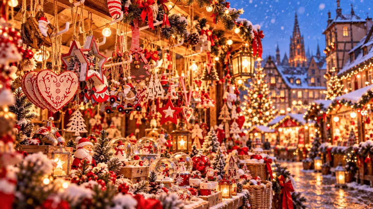 Quai des Délices Christmas market beside the Palais Rohan in Strasbourg