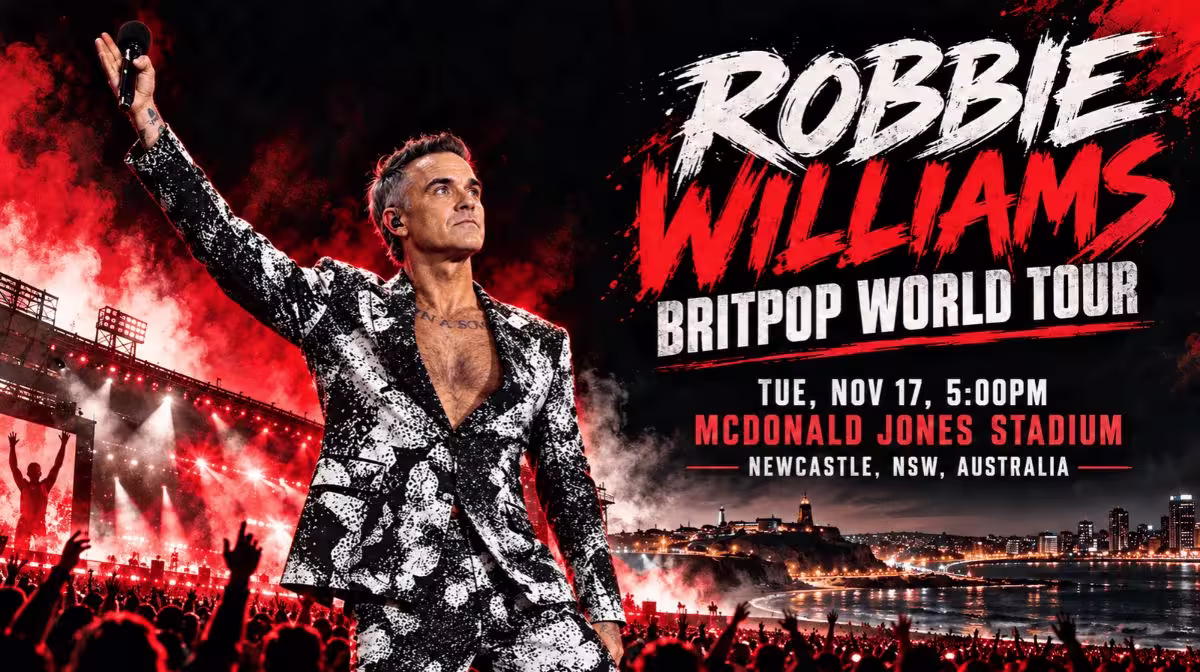 Robbie Williams BRITPOP World Tour McDonald Jones Stadium Newcastle concert