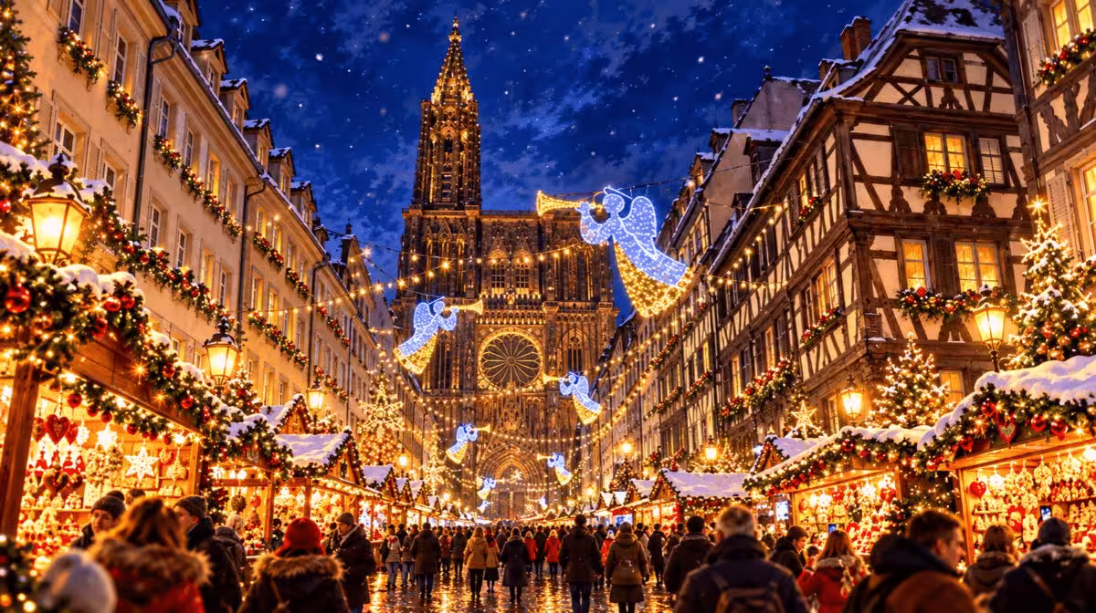 Christmas market by Strasbourg Cathedral